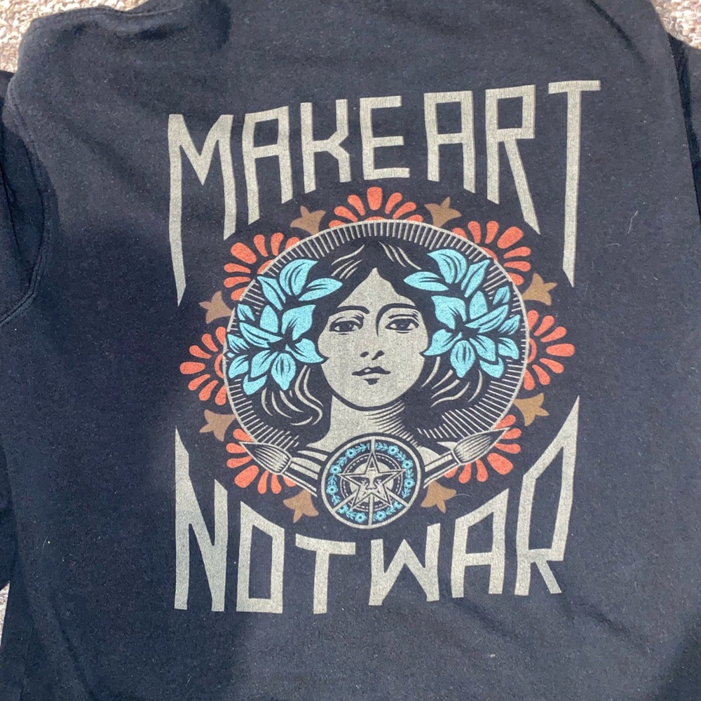 Obey make art not war zip up hoodie